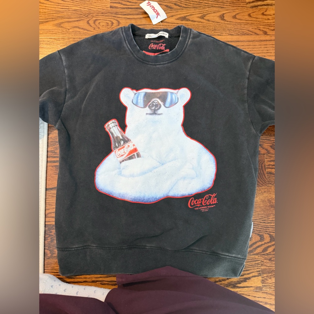 Dirty Laundry Black Crewneck Sweater with Polar Bear Graphic